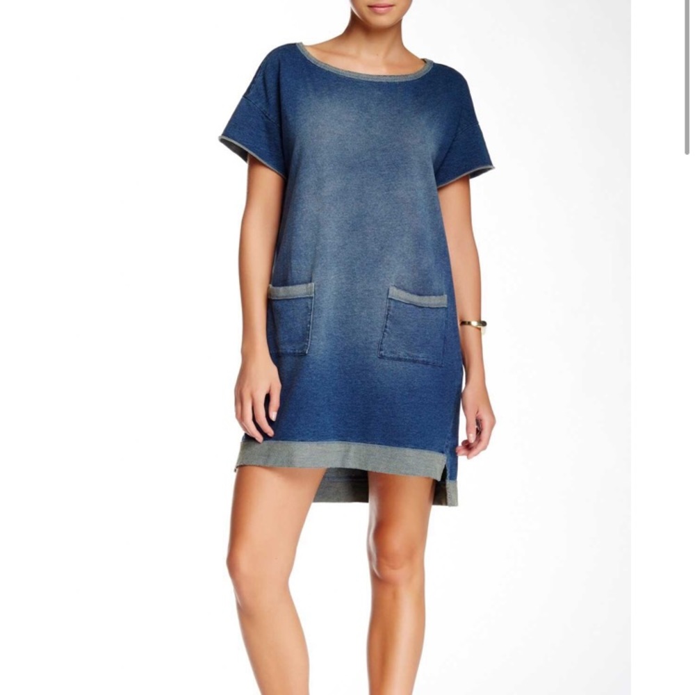 Michael Stars Rolled Sleeve Blue Splatter Dress